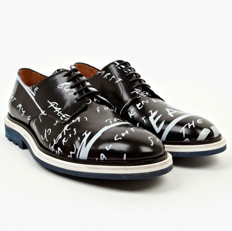 Kenzo BLACK Havyn Writings Leather Lace-Up Shoes
